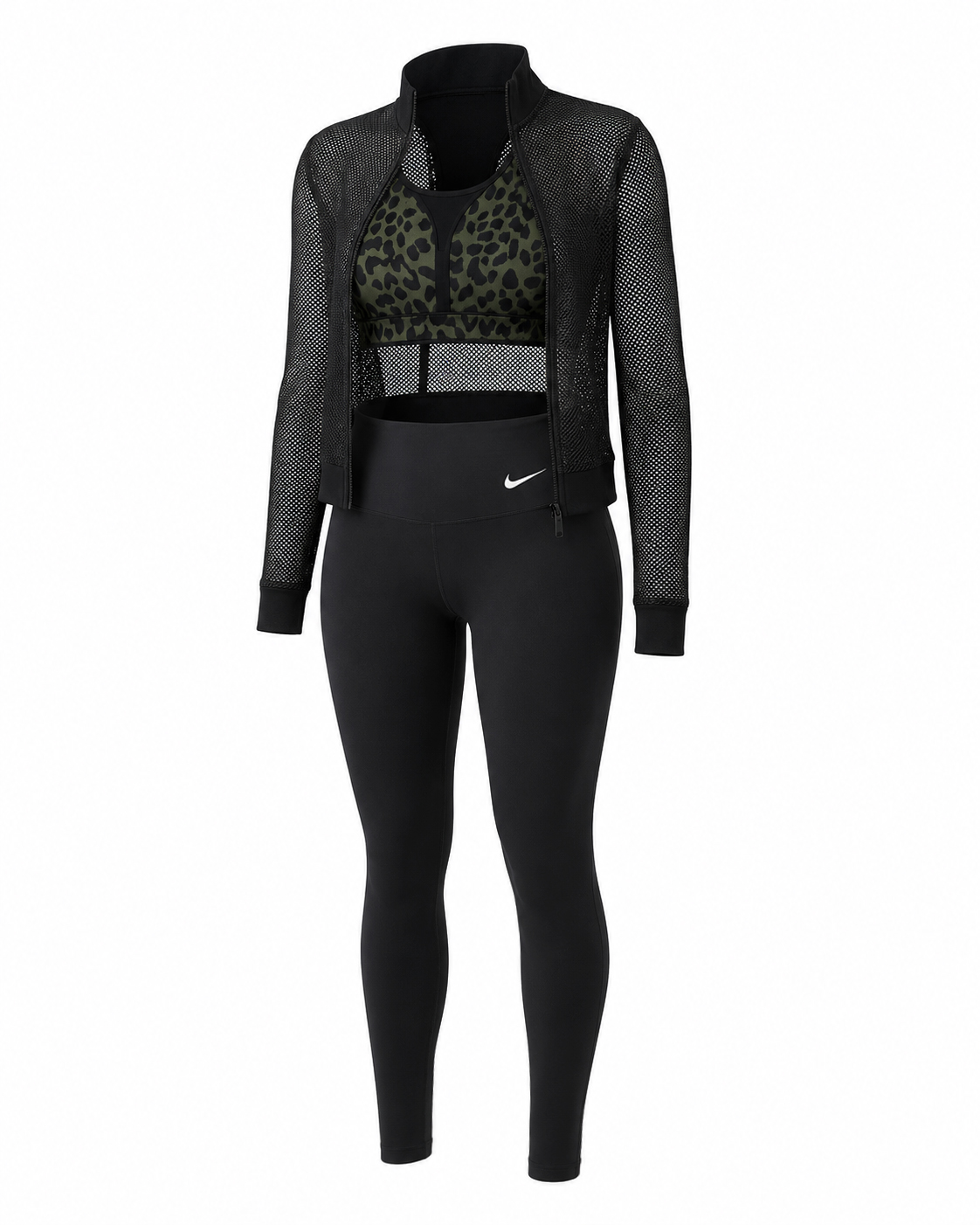 ست ورزشی سه تکه نیمتنه و لگ و بامبر توری نایک